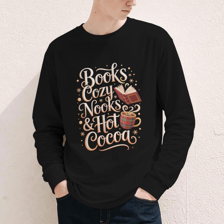 Books Cozy Nooks Hot Cocoa Winter Reading Warmth Comfort Youth Long Sleeve Tee Books Cozy Nooks Hot Cocoa Winter Reading Warmth Comfort Youth Long Sleeve Tee