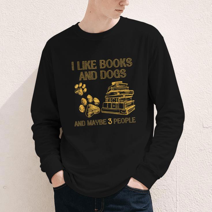 I Like Books And Dogs And Maybe 3 People Vintage Sayin Youth Long Sleeve Tee