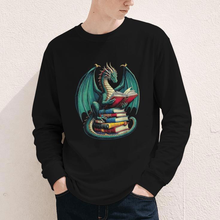 Books Dragon Reading Book Lover Youth Long Sleeve Tee Books Dragon Reading Book Lover Youth Long Sleeve Tee