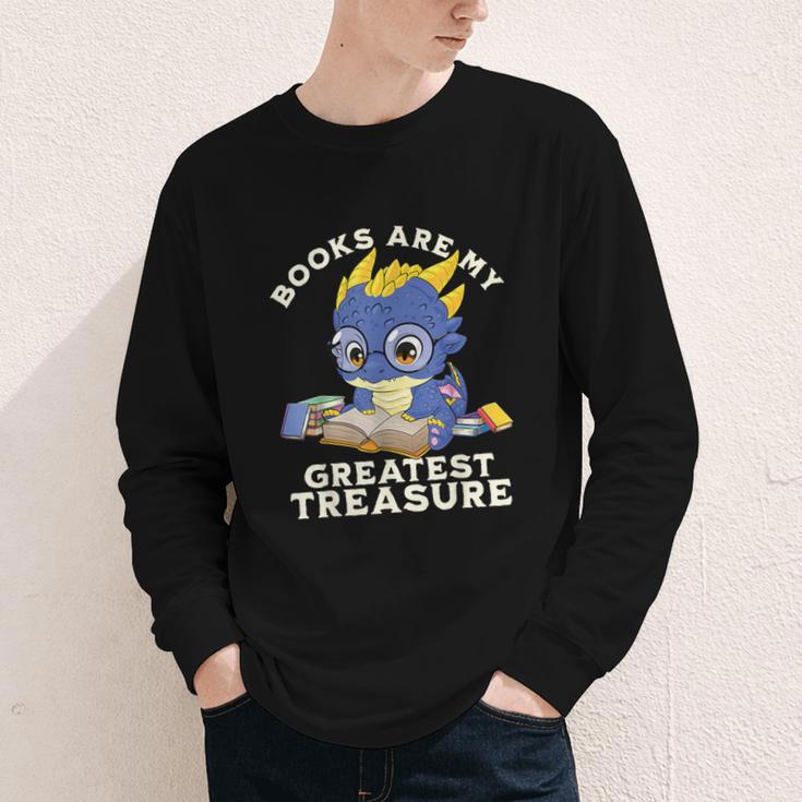Books Are My Greatest Treasure Kawaii Dragon Reading Books Youth Long Sleeve Tee Books Are My Greatest Treasure Kawaii Dragon Reading Books Youth Long Sleeve Tee