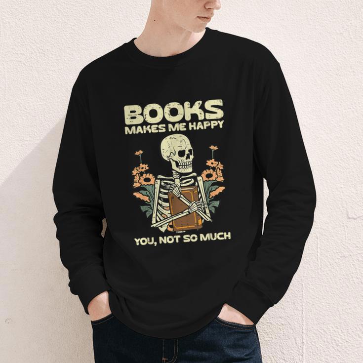 Books Make Me Happy Skeleton Read Reading Librarian Book Youth Long Sleeve Tee Books Make Me Happy Skeleton Read Reading Librarian Book Youth Long Sleeve Tee