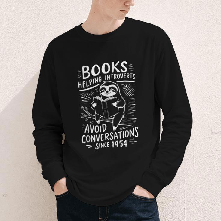 Books Helping Introverts Avoid Conversations Since 1454 Youth Long Sleeve Tee Books Helping Introverts Avoid Conversations Since 1454 Youth Long Sleeve Tee
