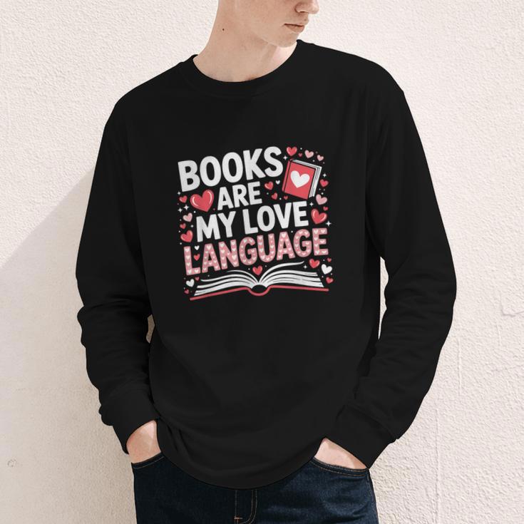 Books Are My Love Language Valentines Book Lover Teacher Youth Long Sleeve Tee Books Are My Love Language Valentines Book Lover Teacher Youth Long Sleeve Tee