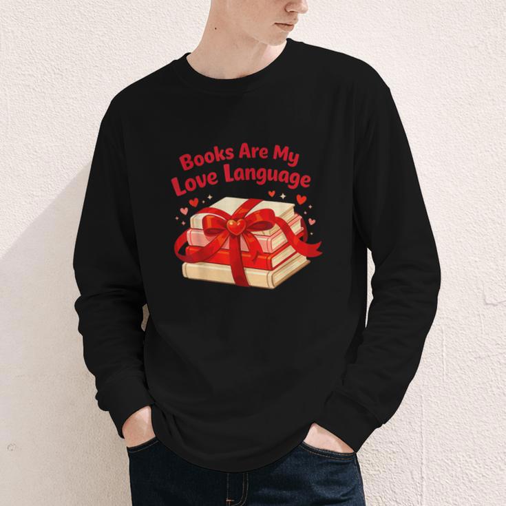 Books Are My Love Language Valentines Day For Books Lover Youth Long Sleeve Tee Books Are My Love Language Valentines Day For Books Lover Youth Long Sleeve Tee