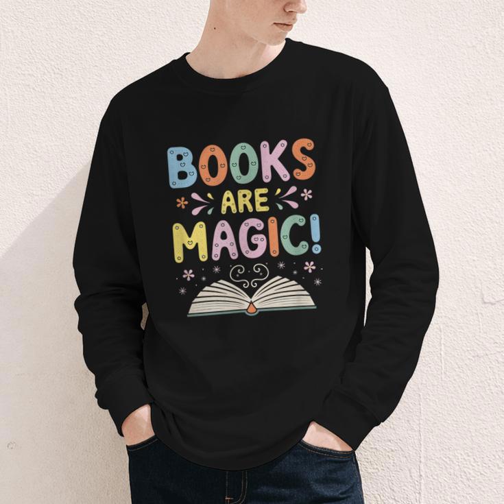 Books Are Magic Whimsical Retro Bookworm Youth Long Sleeve Tee