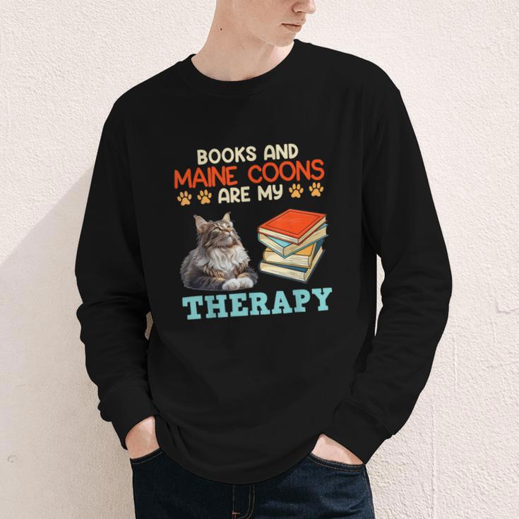 BOOKS AND MAINE COONS ARE MY THERAPY Main Coon Youth Long Sleeve Tee