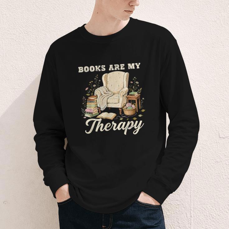 Books Are My Therapy Cozy Reading Chair Artwork Youth Long Sleeve Tee Books Are My Therapy Cozy Reading Chair Artwork Youth Long Sleeve Tee