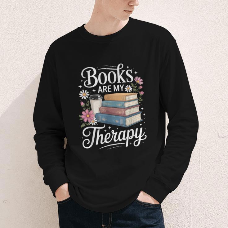 Books Are My Therapy Reading Lover Cozy Environment Youth Long Sleeve Tee