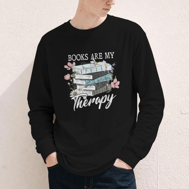 Books Are My Therapy Summer Reading Book Lovers Youth Long Sleeve Tee