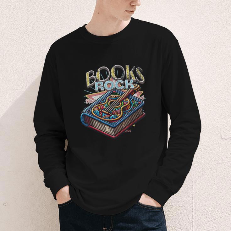 Books Rock Rock'n Roll Science Of Reading Teachers Guitar Youth Long Sleeve Tee