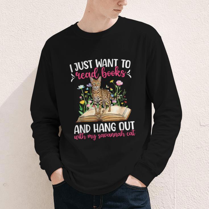 Books And My Savannah Cat Owner Savannah Cat Lover Youth Long Sleeve Tee