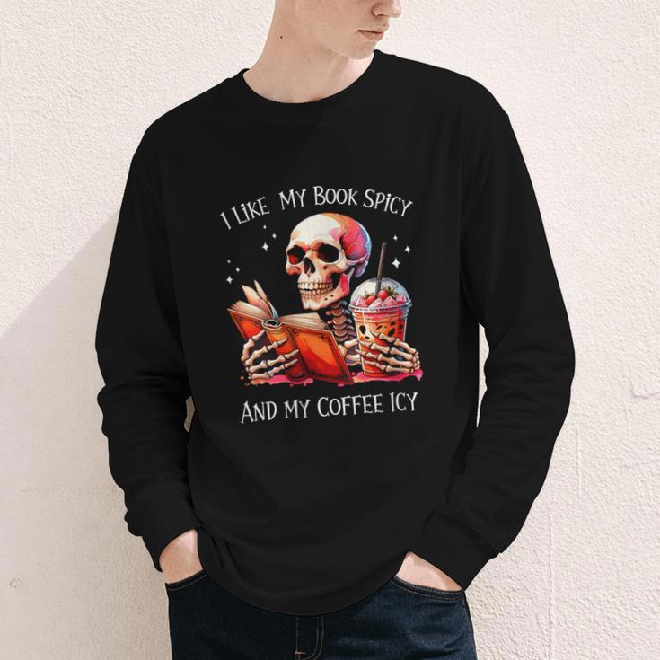 I Like My Books Spicy And My Coffee Icy Skeleton Youth Long Sleeve Tee I Like My Books Spicy And My Coffee Icy Skeleton Youth Long Sleeve Tee
