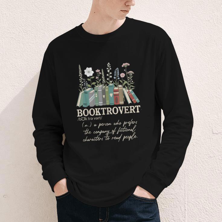 Booktrovert Definition Floral Books Reading Teacher Library Youth Long Sleeve Tee