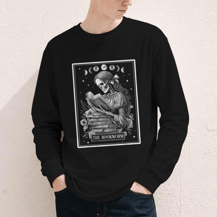 The Bookworm Book Reader Reading Tarot Card Witchy Moon Youth Long Sleeve Tee