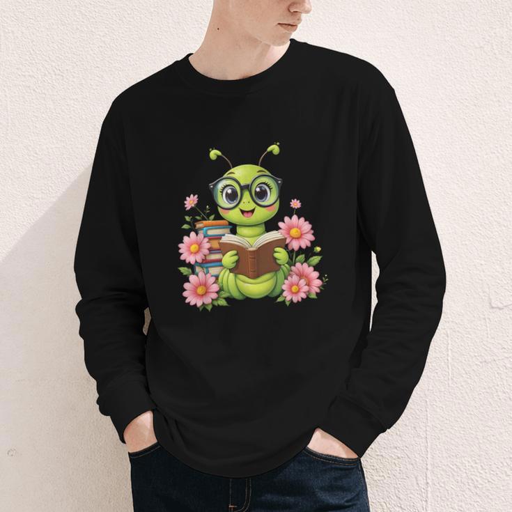 Bookworm Costume Kawaii Reading Worm For World Book Day Youth Long Sleeve Tee