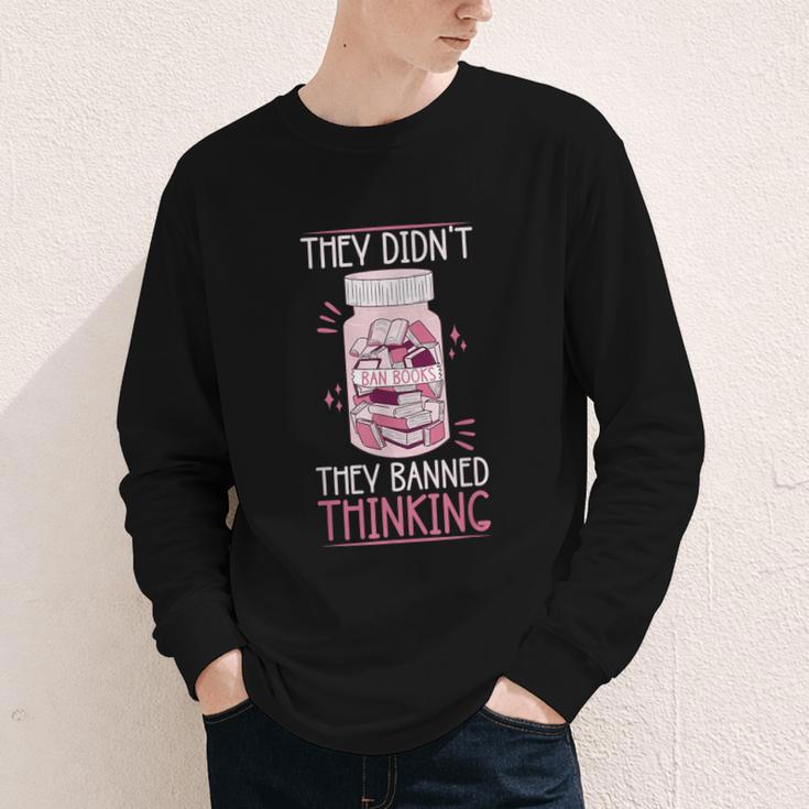 Bookworm Library Banned Book -Adults Short Sleeve Modern Crew Neck Small Straight Imported They Didn't Ban Books They Banned Thinking Youth Long Sleeve Tee