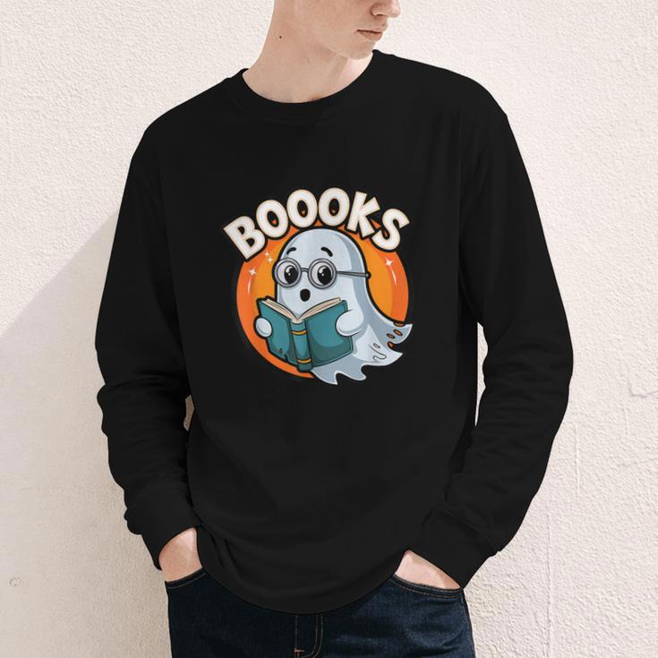 BOOOKS Cute Ghost Reading Books Halloween Youth Long Sleeve Tee BOOOKS Cute Ghost Reading Books Halloween Youth Long Sleeve Tee