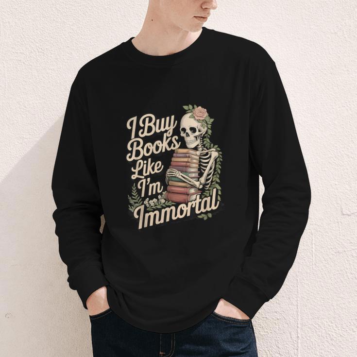 I Buy Books Like I'm Immortal Reader Meme Graphic Youth Long Sleeve Tee