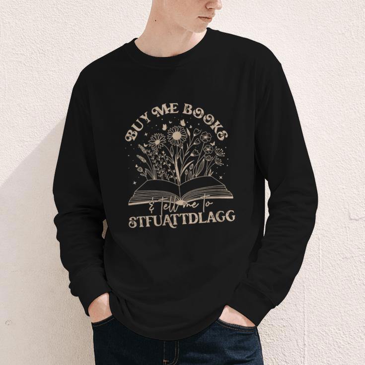 Buy Me Books Tell Me To Stfuattdlagg Librarian Book Lover Youth Long Sleeve Tee
