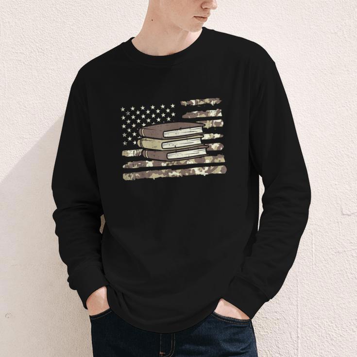 Camo Across America Read Reading Book Librarian Men Women Youth Long Sleeve Tee Camo Across America Read Reading Book Librarian Men Women Youth Long Sleeve Tee