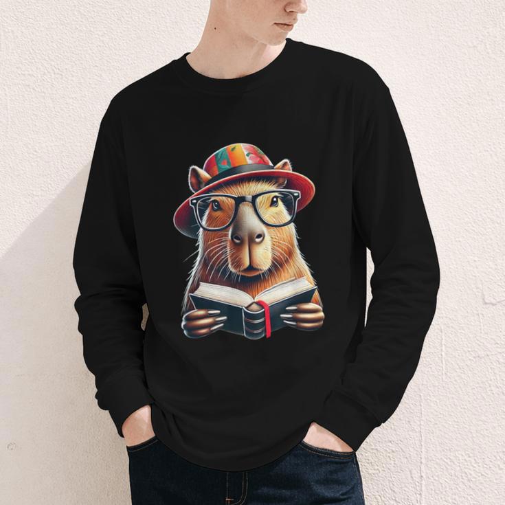 Capybara Bookworm Rodent Reading a Book Youth Long Sleeve Tee