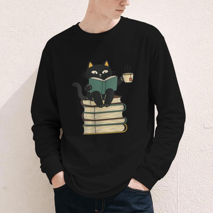 Cat Reading Book Youth Long Sleeve Tee