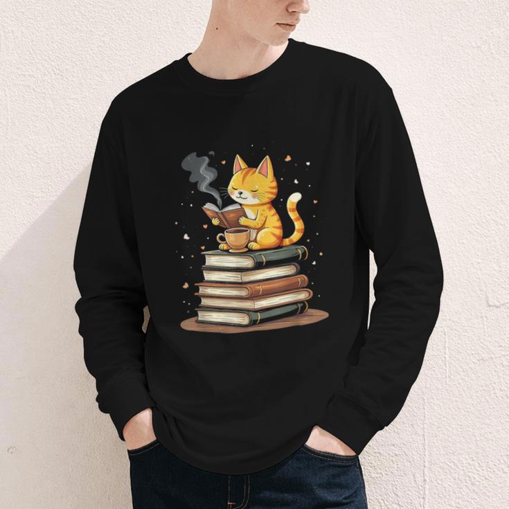 Cat Reading Books Youth Long Sleeve Tee