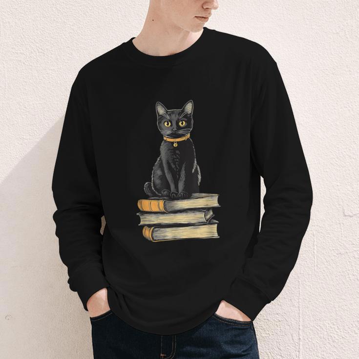 Cat Sitting On Books Youth Long Sleeve Tee