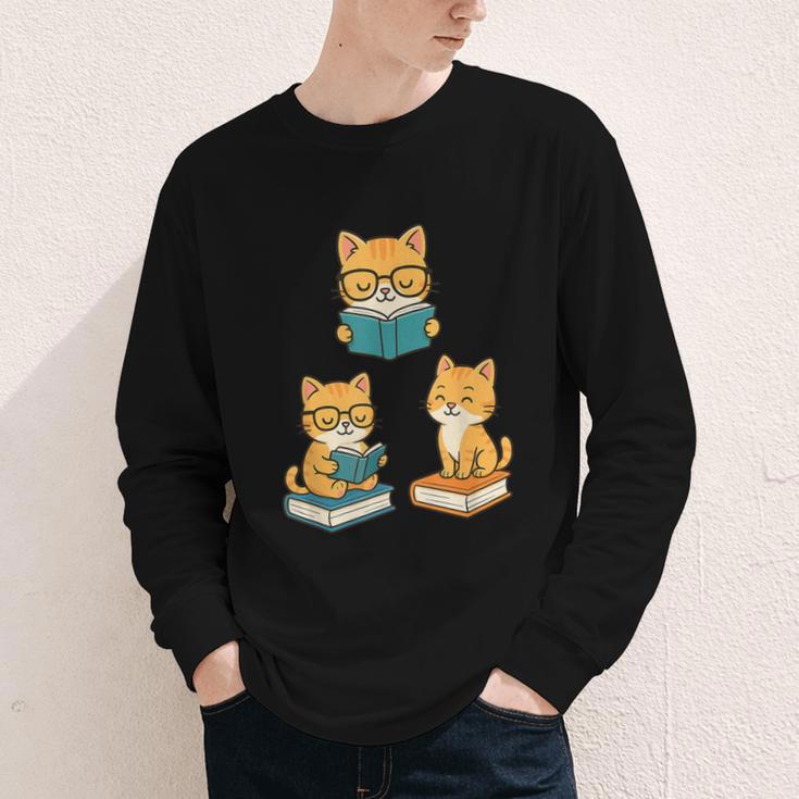 Cats Reading Book Lover Reading Bookworm Reader Youth Long Sleeve Tee