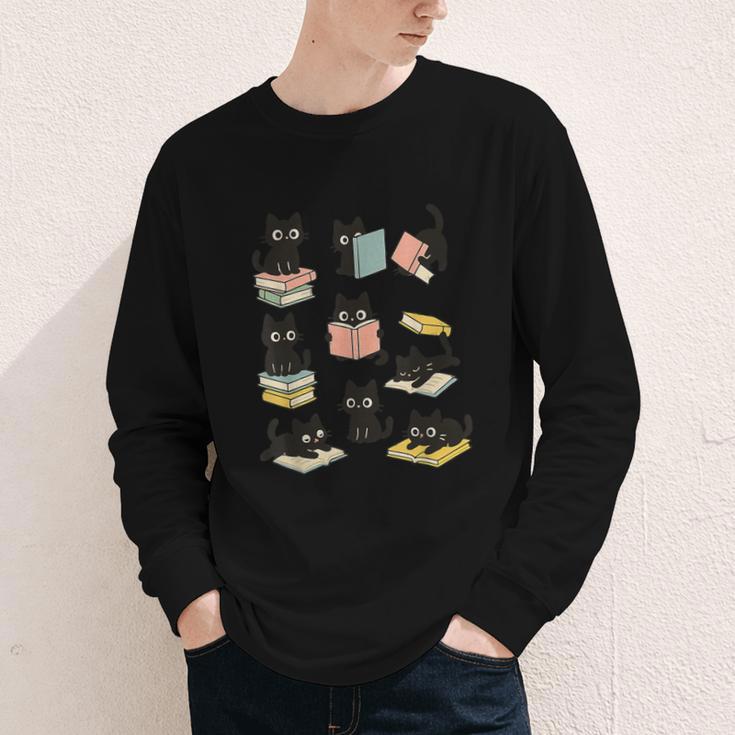 Cats Reading Books Cat Lover Youth Long Sleeve Tee