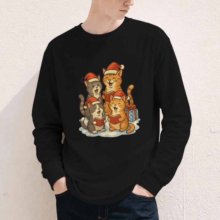 Cats Reading Books Christmas Tree Youth Long Sleeve Tee