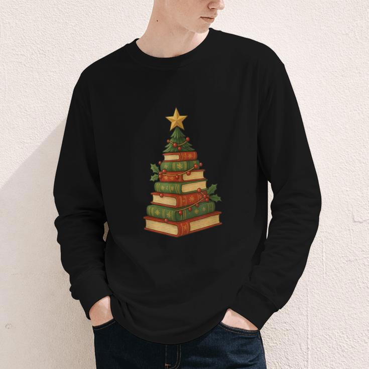 Christmas Book Tree Bookshelf Holiday For Readers Librarians Youth Long Sleeve Tee Christmas Book Tree Bookshelf Holiday For Readers Librarians Youth Long Sleeve Tee