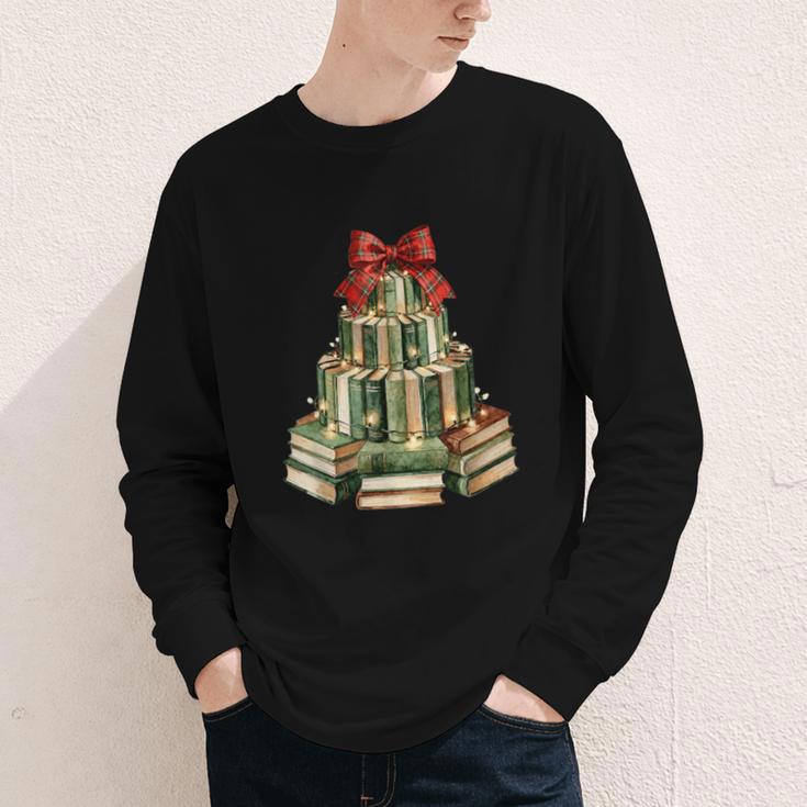 Christmas Book Tree Coquette Bow Xmas Reading Librarian Girl Youth Long Sleeve Tee Christmas Book Tree Coquette Bow Xmas Reading Librarian Girl Youth Long Sleeve Tee