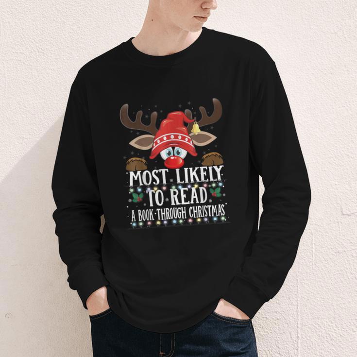 Christmas Matching Most Likely To Read A Book PJS Youth Long Sleeve Tee
