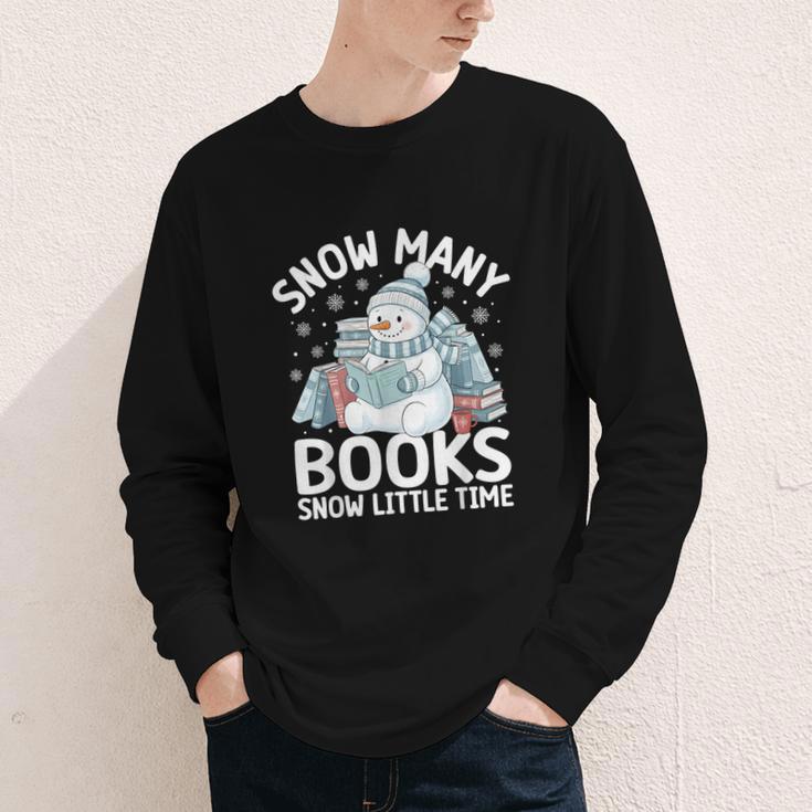 Christmas Reading Snowman So Many Books Men Women Kids Youth Long Sleeve Tee Christmas Reading Snowman So Many Books Men Women Kids Youth Long Sleeve Tee