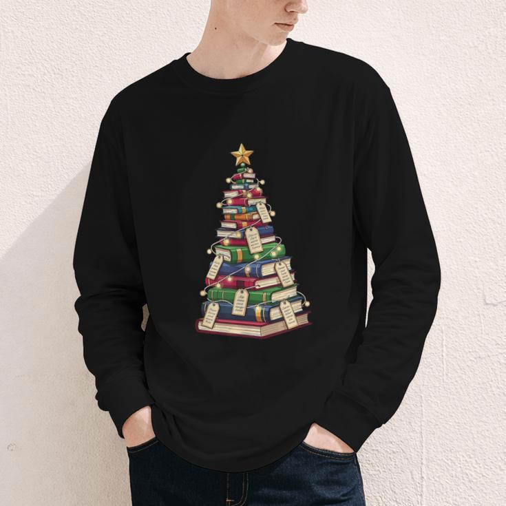 Christmas Tree Of Books For Readers And Librarians Youth Long Sleeve Tee