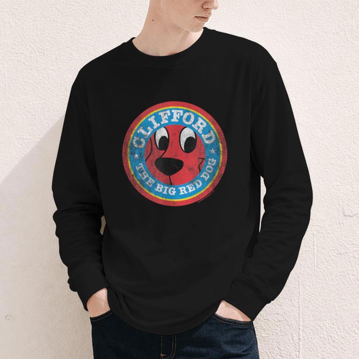 Clifford The Big Red Dog Round Distressed Logo Kids Books Youth Long Sleeve Tee Clifford The Big Red Dog Round Distressed Logo Kids Books Youth Long Sleeve Tee