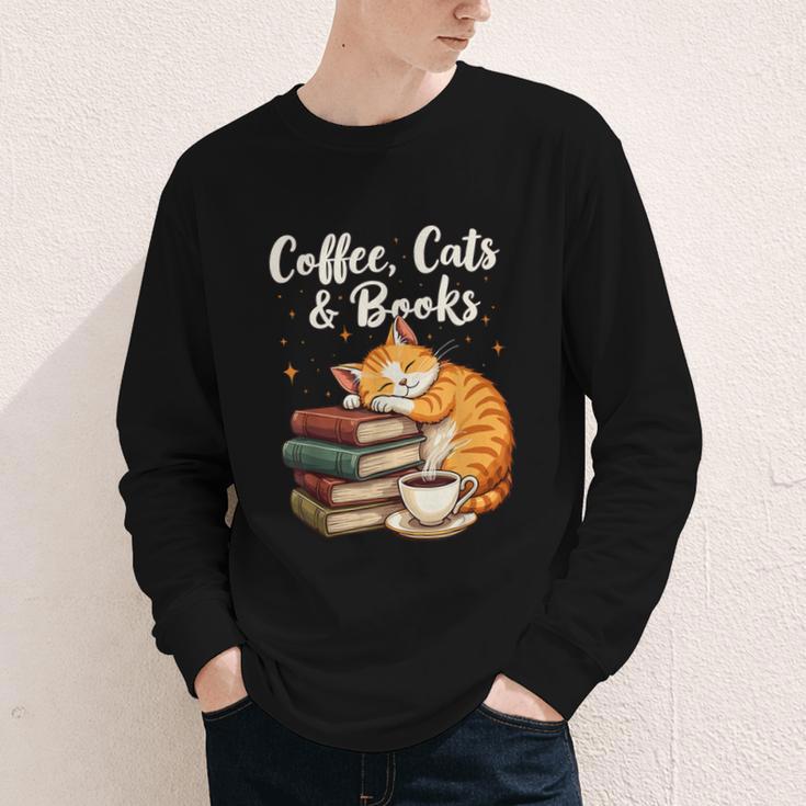 Coffee Cats & Books Lover For Women & Girls Coffee Youth Long Sleeve Tee