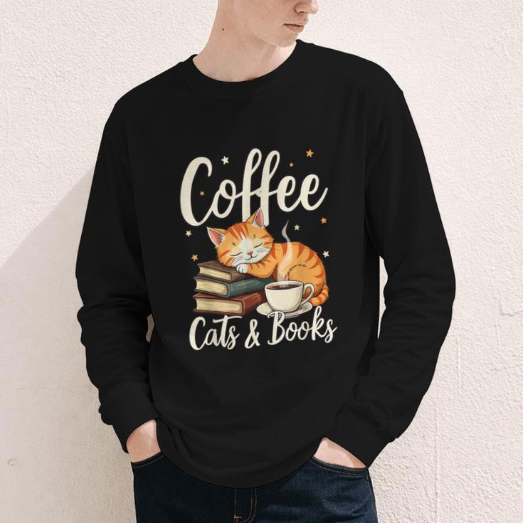 Coffee Cats And Books Lover For Women & Men Coffee Youth Long Sleeve Tee