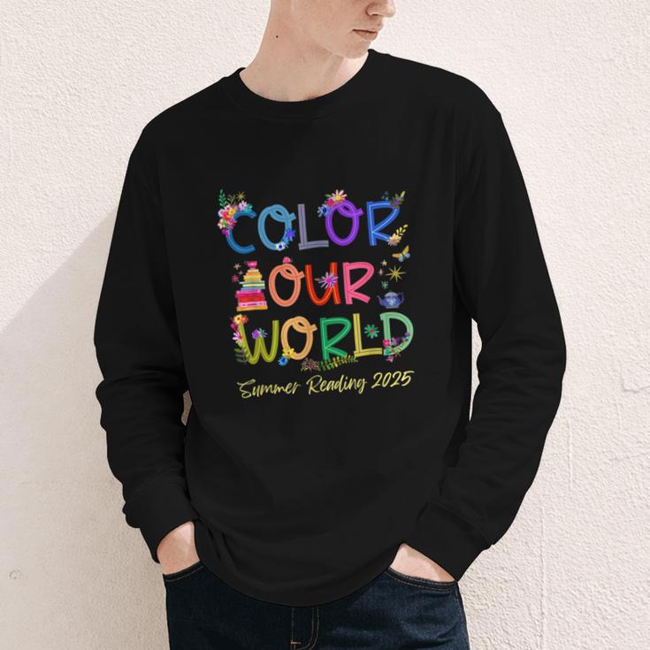 Color Our World Summer Reading 2025 Boho Wildflower Book Youth Long Sleeve Tee