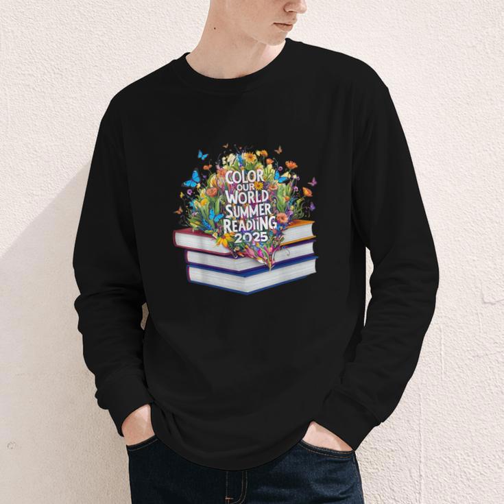 Color Our World Summer Reading 2025 Cute Book Wildflowers Youth Long Sleeve Tee Color Our World Summer Reading 2025 Cute Book Wildflowers Youth Long Sleeve Tee