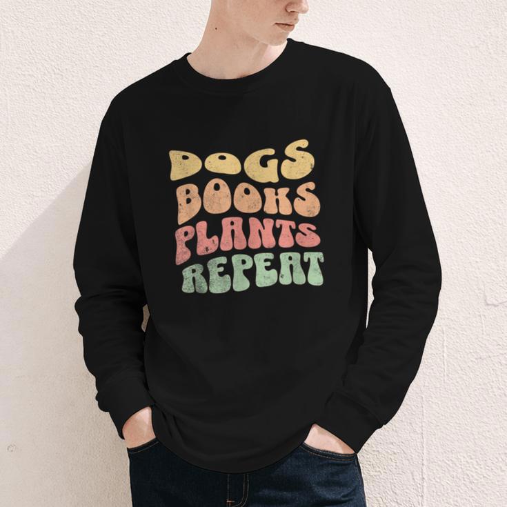 Colorful Dogs Books Plants Repeat Youth Long Sleeve Tee Colorful Dogs Books Plants Repeat Youth Long Sleeve Tee
