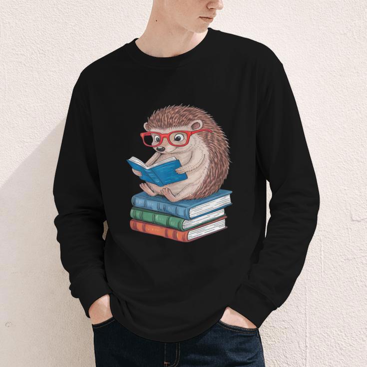Cool Hedgehog Book Nerd Readers Youth Long Sleeve Tee