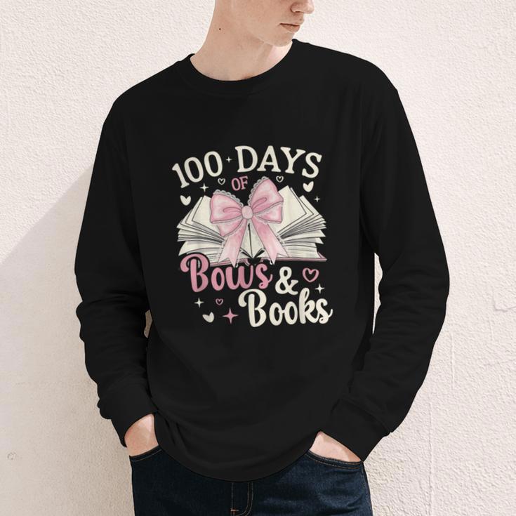 Coquette 100 Days Of Bows Books Reading 100th Day Of School Youth Long Sleeve Tee