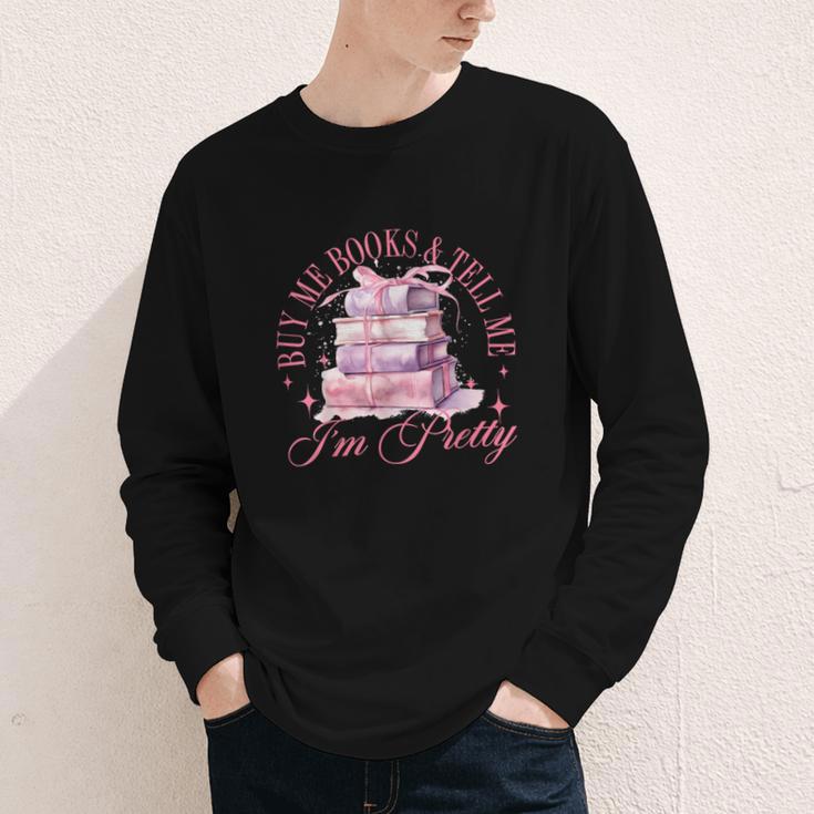 Coquette Aesthetic Bow Buy Me Books & Tell Me I'm Pretty Youth Long Sleeve Tee