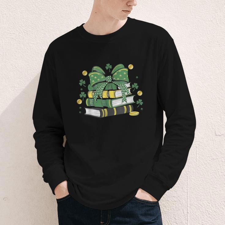 Coquette Bow Books St Patrick's Shamrock Bookworm Librarian Youth Long Sleeve Tee Coquette Bow Books St Patrick's Shamrock Bookworm Librarian Youth Long Sleeve Tee