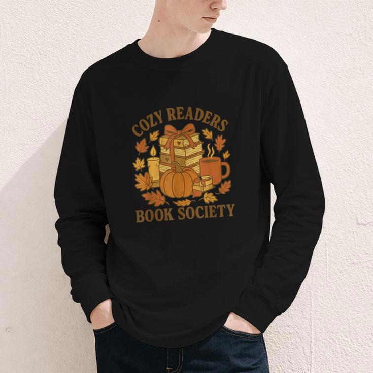 Cozy Readers Book Society Vintage Fall Books & Pumpkin Youth Long Sleeve Tee