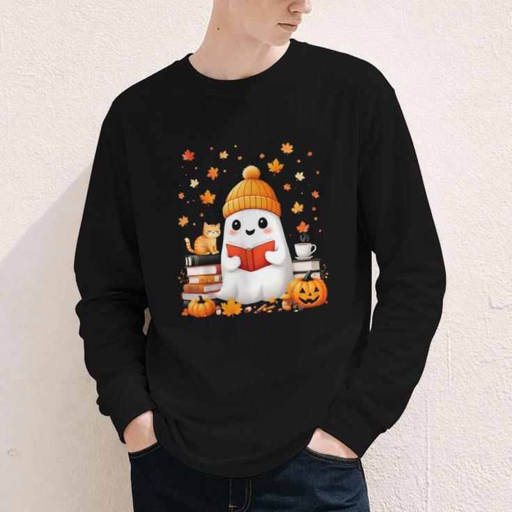 Cute Beanie Ghost Bookworm Cozy Book Reading Halloween Youth Long Sleeve Tee Cute Beanie Ghost Bookworm Cozy Book Reading Halloween Youth Long Sleeve Tee