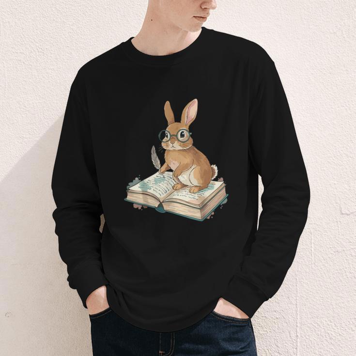 Cute Bunny Reading Book Glasses Bookworm Youth Long Sleeve Tee Cute Bunny Reading Book Glasses Bookworm Youth Long Sleeve Tee