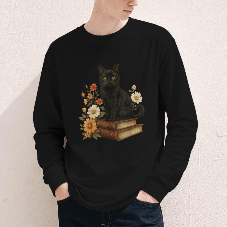Cute Cat Book Flowers Youth Long Sleeve Tee Cute Cat Book Flowers Youth Long Sleeve Tee